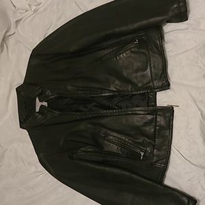 Black leather biker jacket